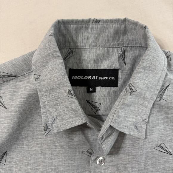 Molokai Surf Co. Men's Gray Short Sleeve Button-Up Shirt Size Medium - Picture 3 of 4